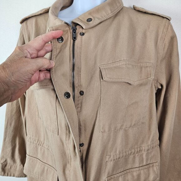 Pepochic Women's Light Khaki Military Style Jacket Snap Buttons Pockets Small - Picture 6 of 12